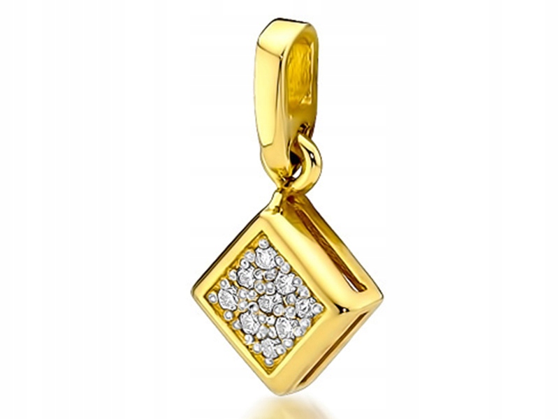 Zlatý přívěsek 585 romb s brilianty a briliantem na řetízek dárek