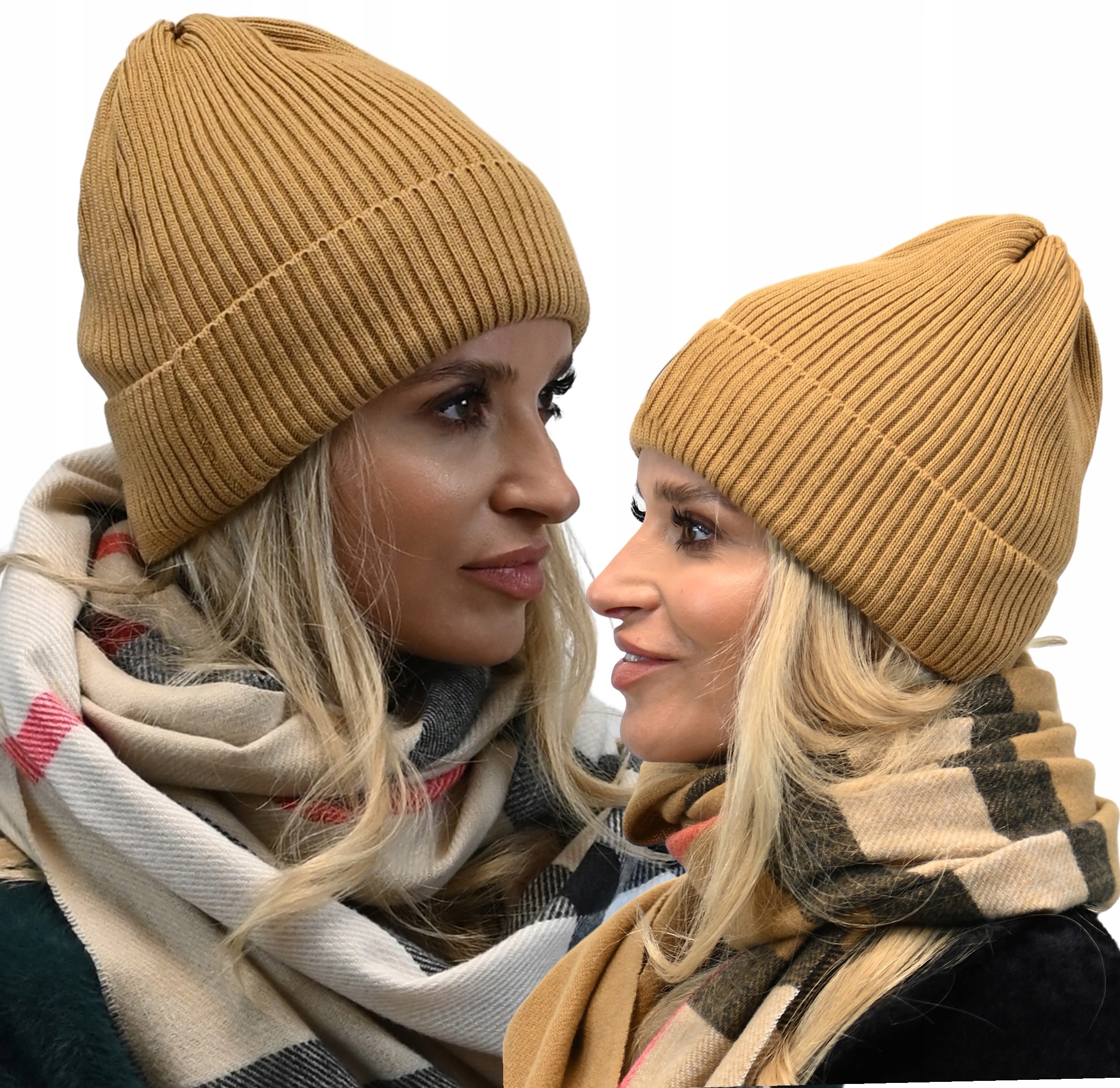 

Stylowa Czapka Beanie Wywijana Jasny Karmel N1