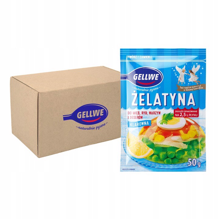 Levně Gellwe Čirá Želatina ideální na maso, ryby, Zeleniny a dezerty 50 g x 20 ks