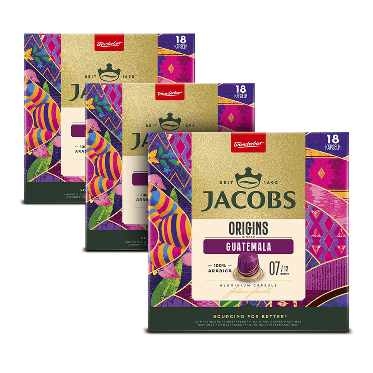 Kapsułki Jacobs Origins Guatemala do Nespresso(r)* arabica 3x 18 kapsułek