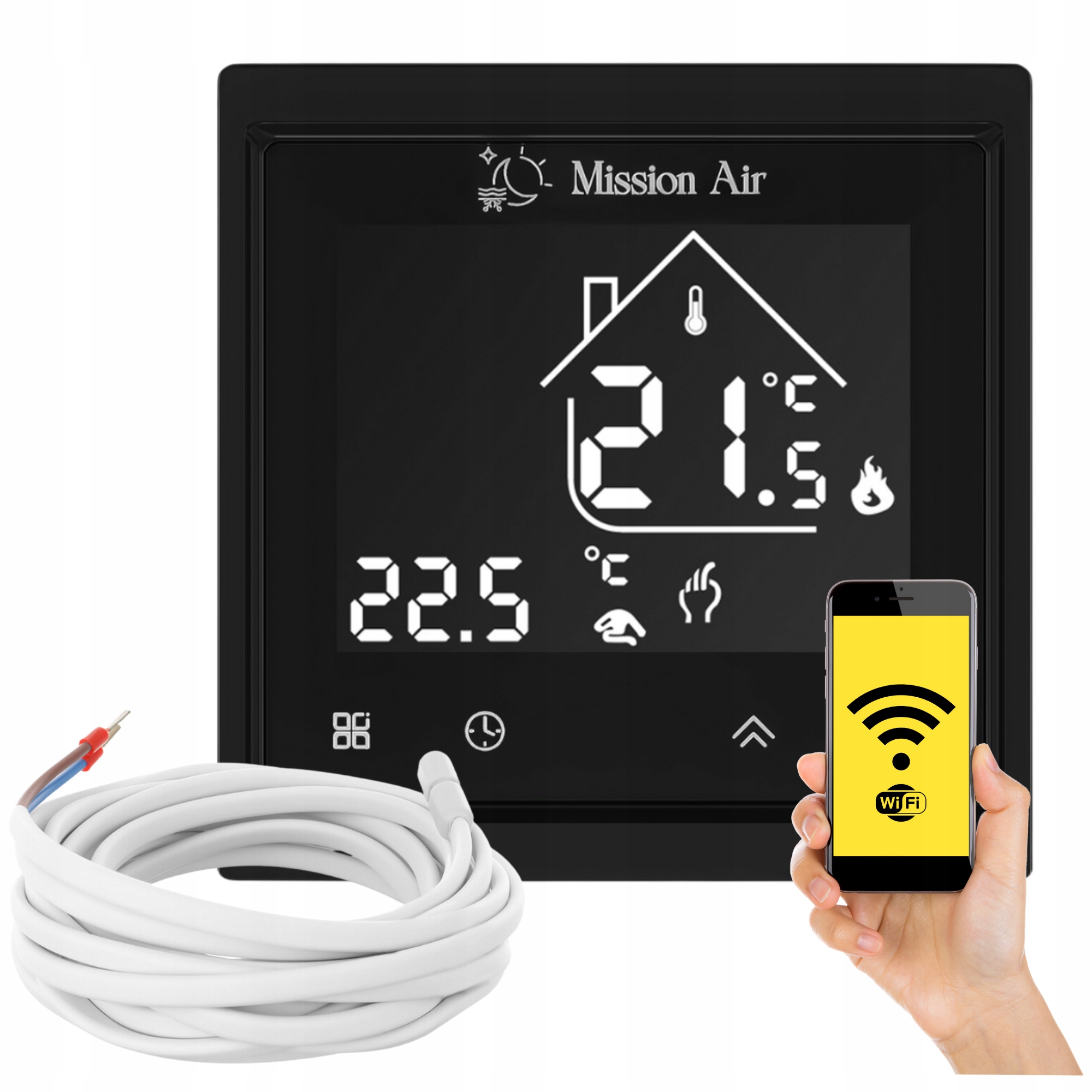 Regulátor teploty Pokojový Mission Air Libra černý WiFi senzor
