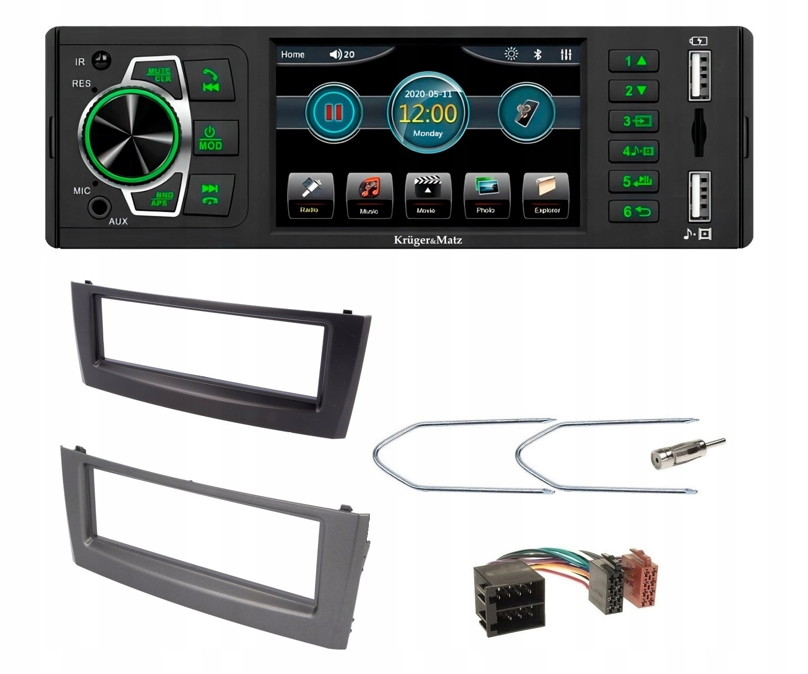 Kruger&Matz KM2015 Autorádio 1DIN LCD 4" Usb Bluetooth Fiat Grande Punto Linea