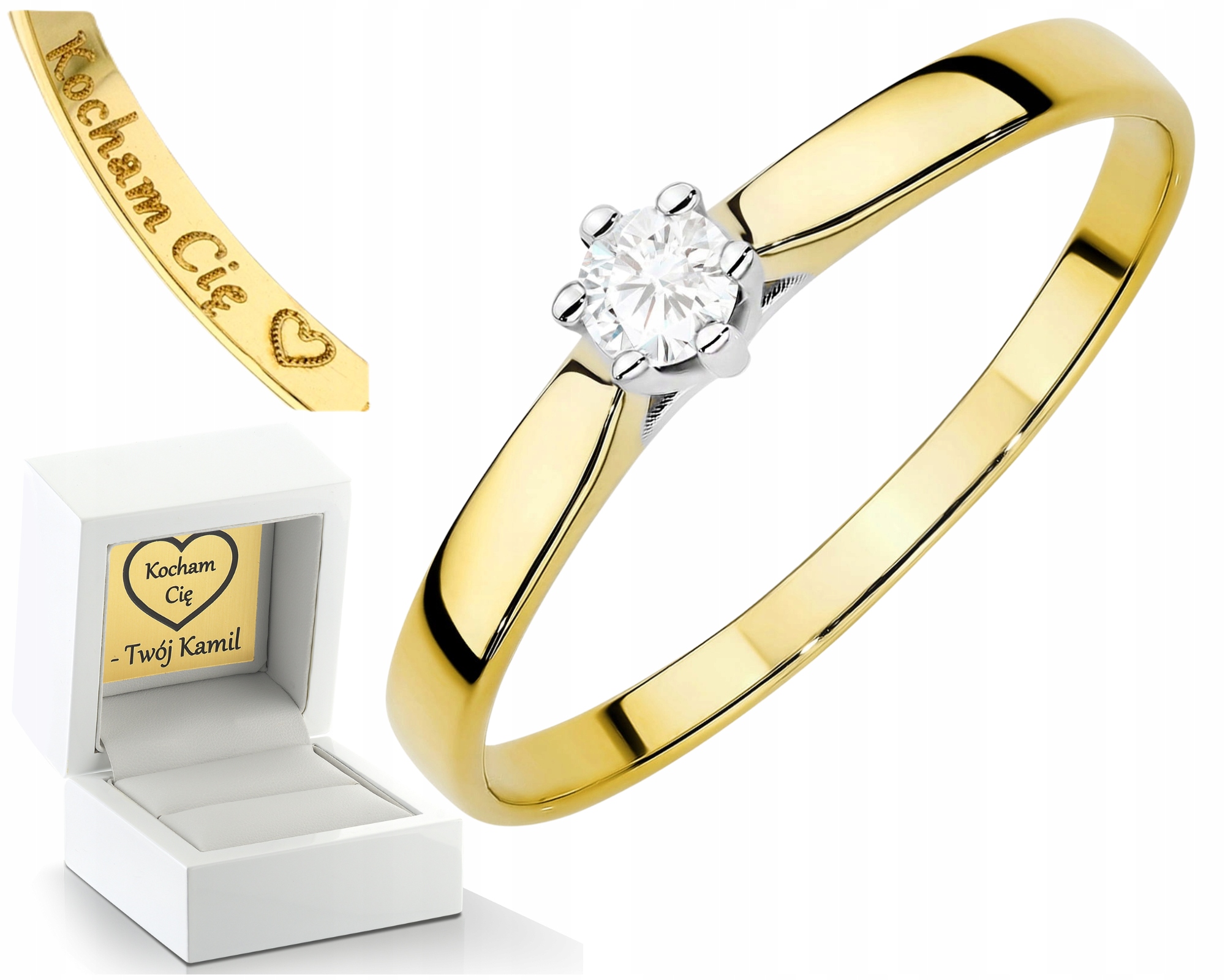 Zlatý Prstýnek Laboratorní Diamant Gravírování Bonus 585 Dárek
