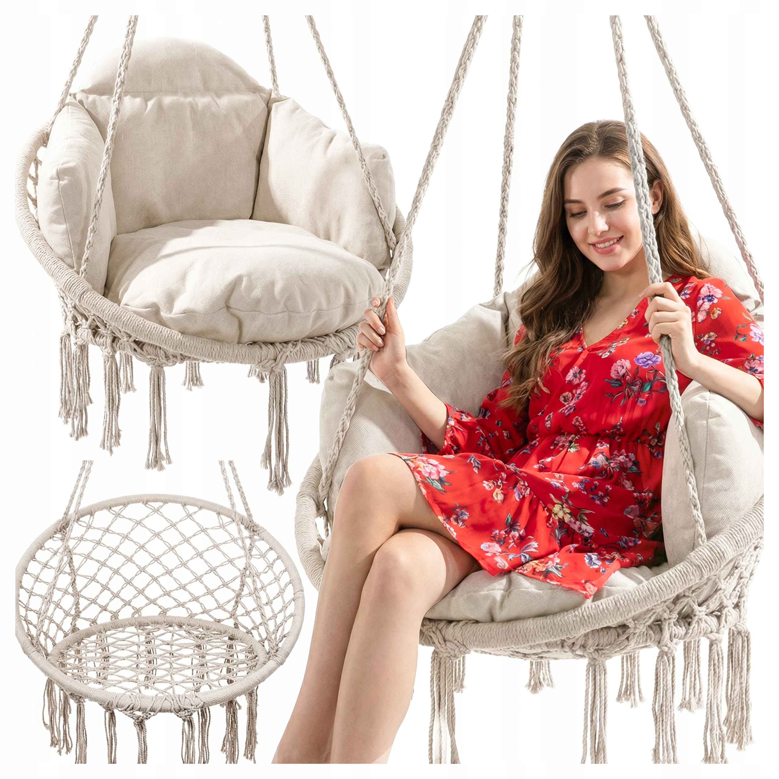 Závěsné Křeslo Zahradní Houpačka Čapí Hnízdo S Polštářem XL Zahrady Domu