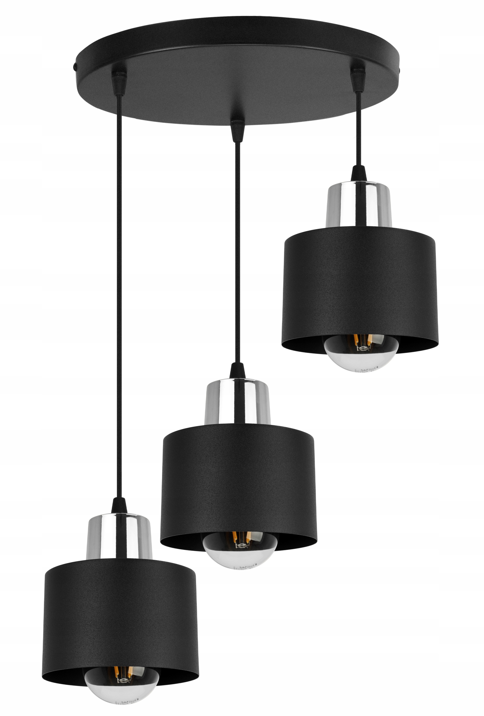 Závěsná Stropní Lampa Lustr Trojitá Černá Loftová Lampa Nad Ostrovní Stůl