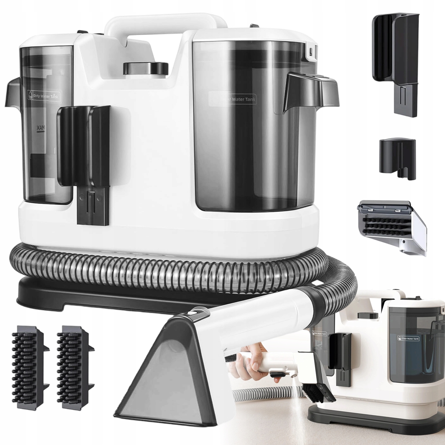 Vysavač Čalounění TEPovač 12KPA 450W Parní Čištění 1.8 L Nádrž, 800ML Nádoba Na Špinavou Vodu