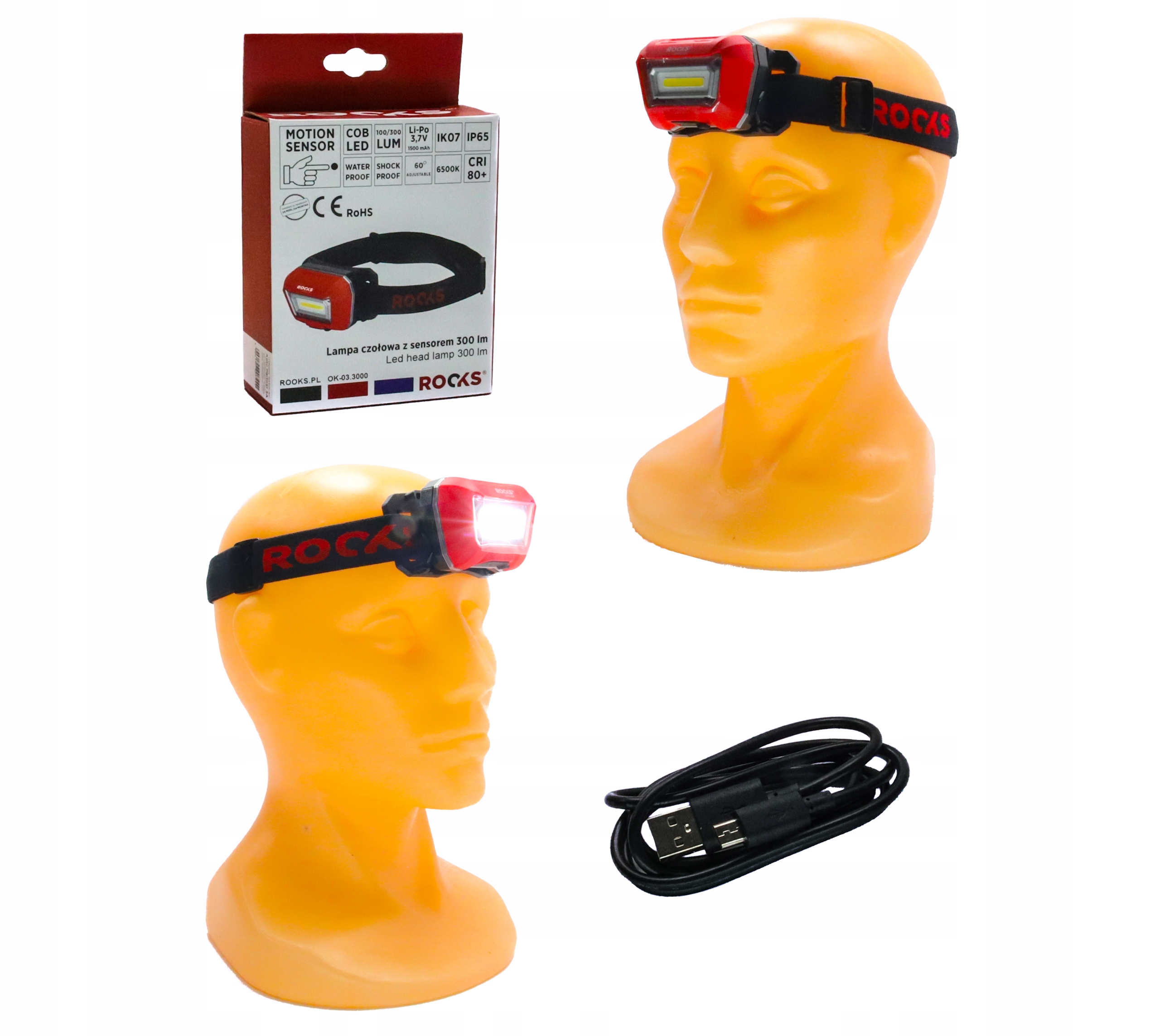 Lampa Czołówka Led Z Sensorem Ruchu 300 Lm