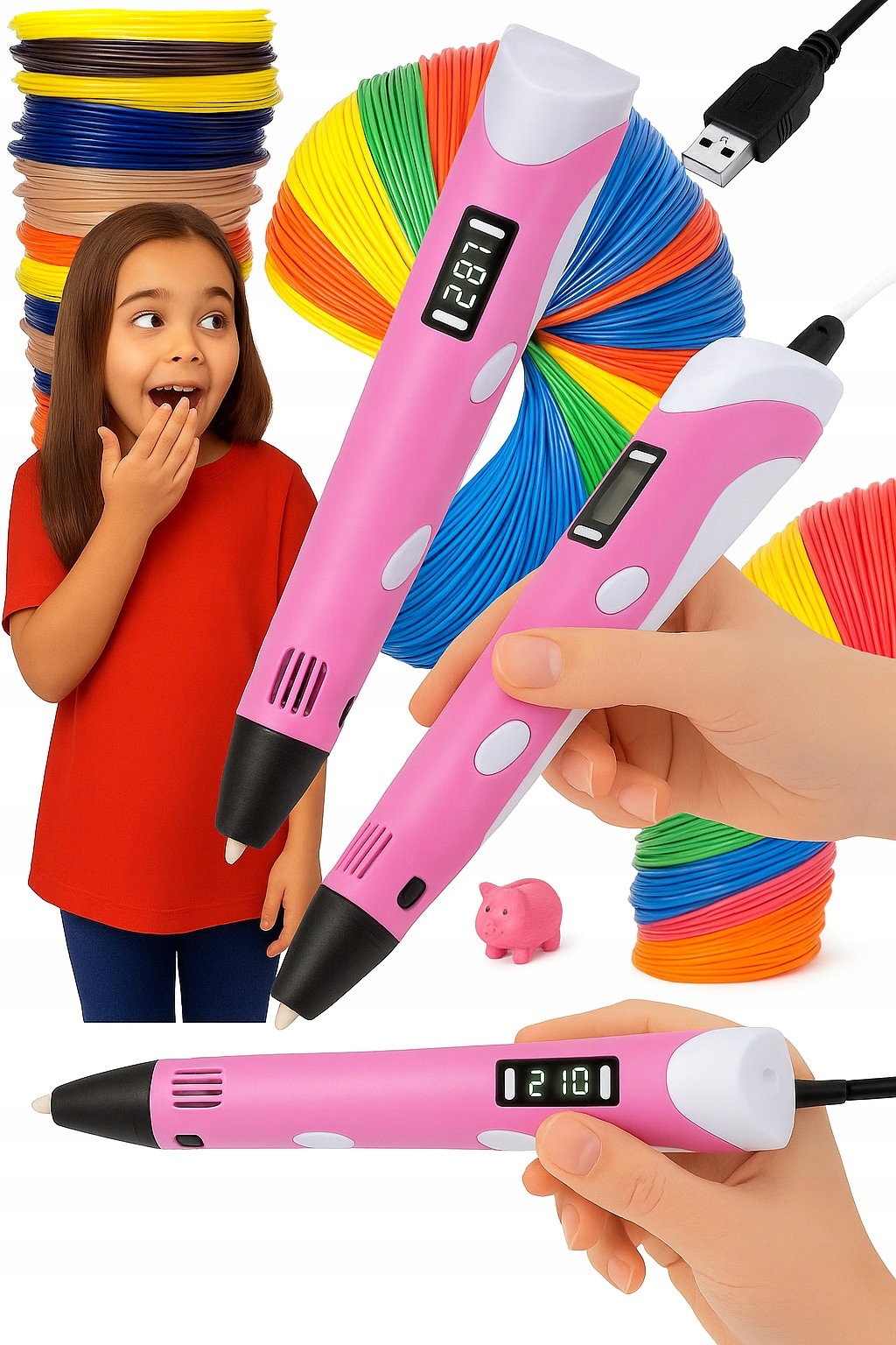Długopis 3D Anytech DŁUGOPIS DRUKARKA 3D PEN Anytech Różowy