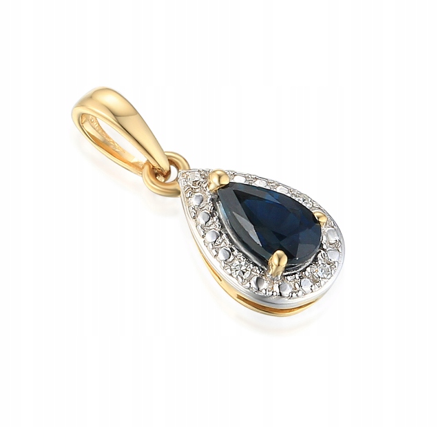 

Złota Zawieszka 585 Łezka Szafir Diamenty Prezent
