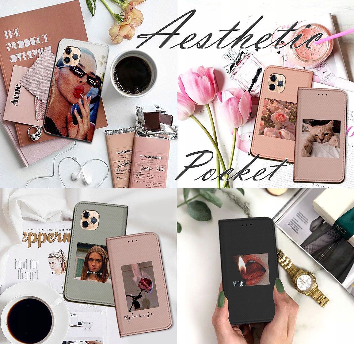 ETUI Z KLAPKĄ CASE POKROWIEC NA MAGNES PORTFEL DO APPLE IPHONE 11 PRO WZORY Stan opakowania oryginalne