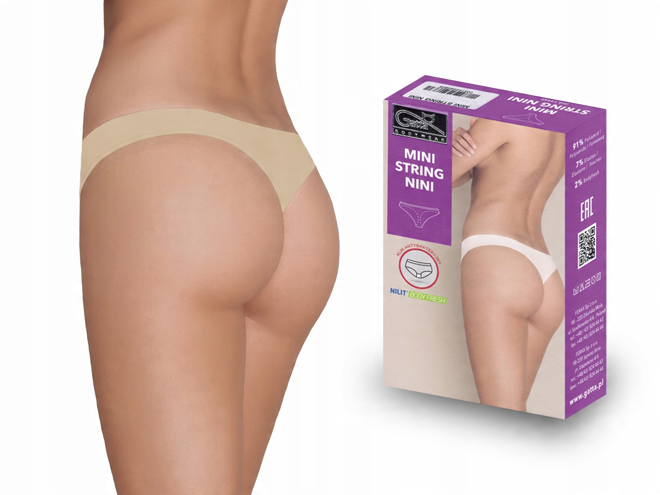 

Gatta Mini String Nini bezszwowe majtki natural XL