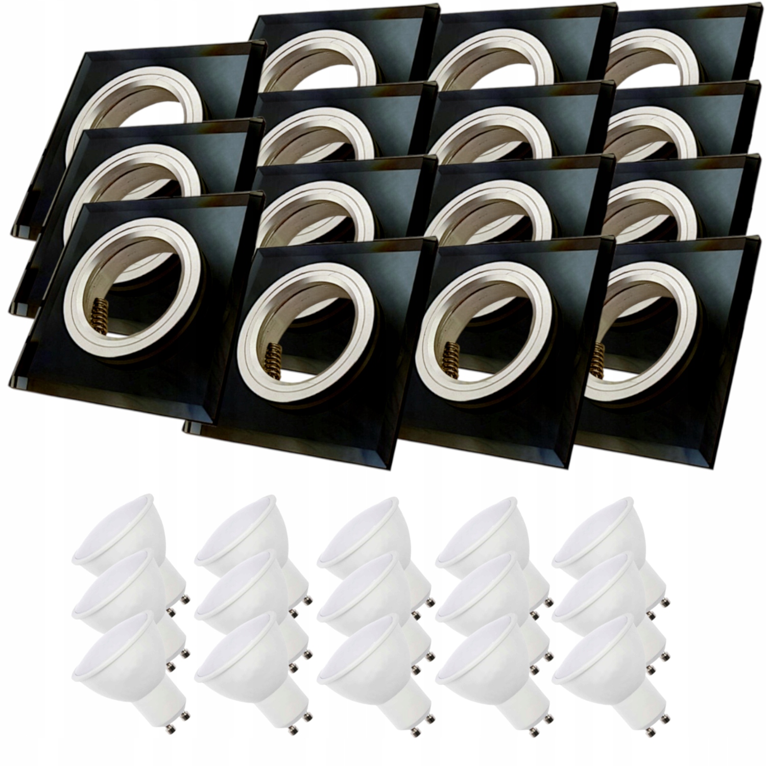 15x Černá Skleněná Stropní Lampa Halogenové Svítidlo Led Žárovky 1.5W