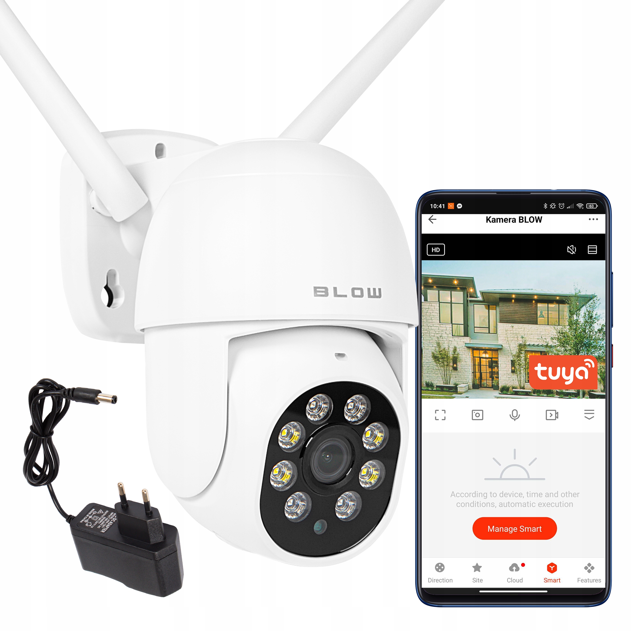 OBROTOWA KAMERA ZEWNĘTRZNA WIFI IP 4MPx WQHD ŚLEDZENIE AUDIO TUYA 4xZOOM