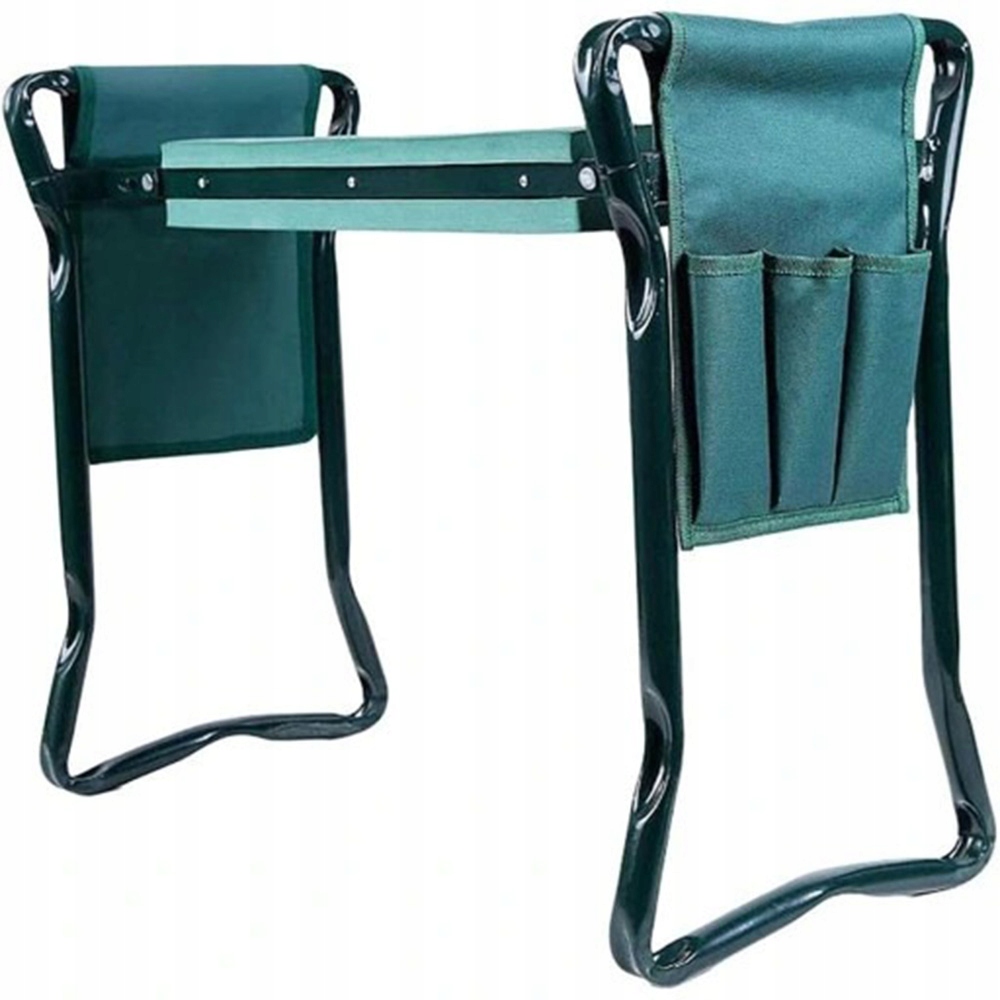 Klekátko Zahradní Skládací Stolička Sedačka s kapsami na nářadí 3v1