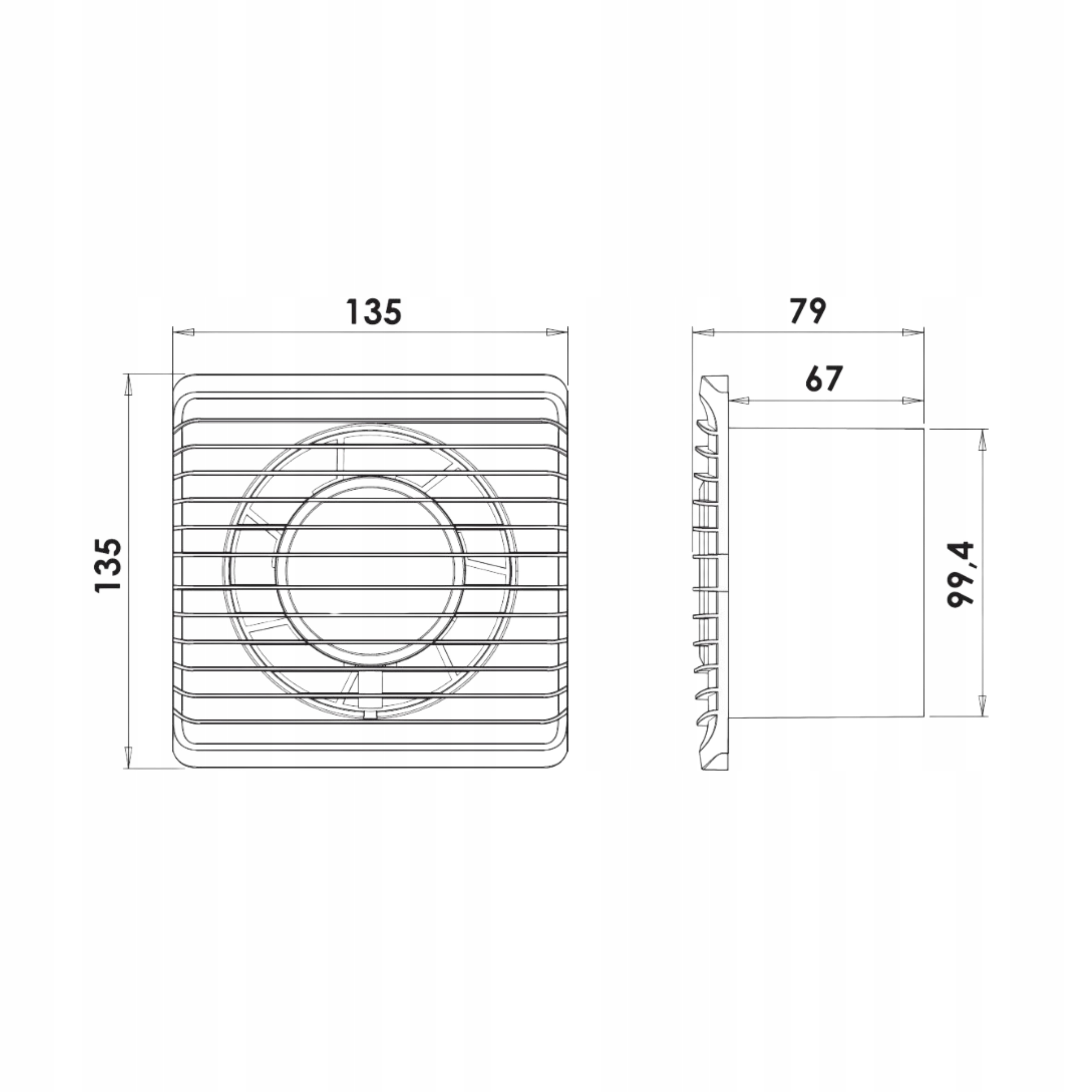 Cichy Wentylator Łazienkowy fi 100 mm 26 db Timer Planet Biały Efektywny Rodzaj łazienkowy