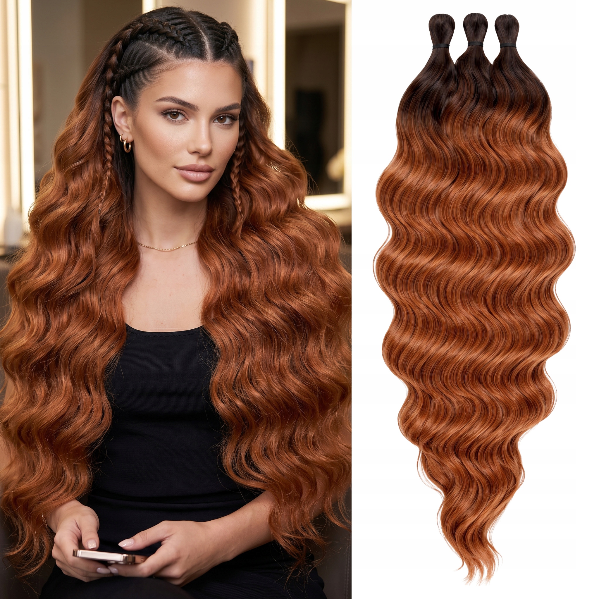 Syntetické vlasy Afroloki Na Česání Anna 60CM 300G #TT-BORANGE36 kudrnaté