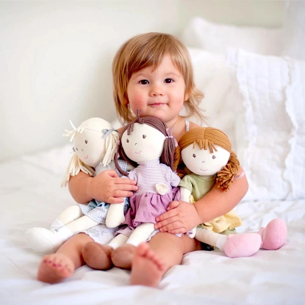 Bonikka All Natural látková bábika Neva modré šaty Značka Tikiri