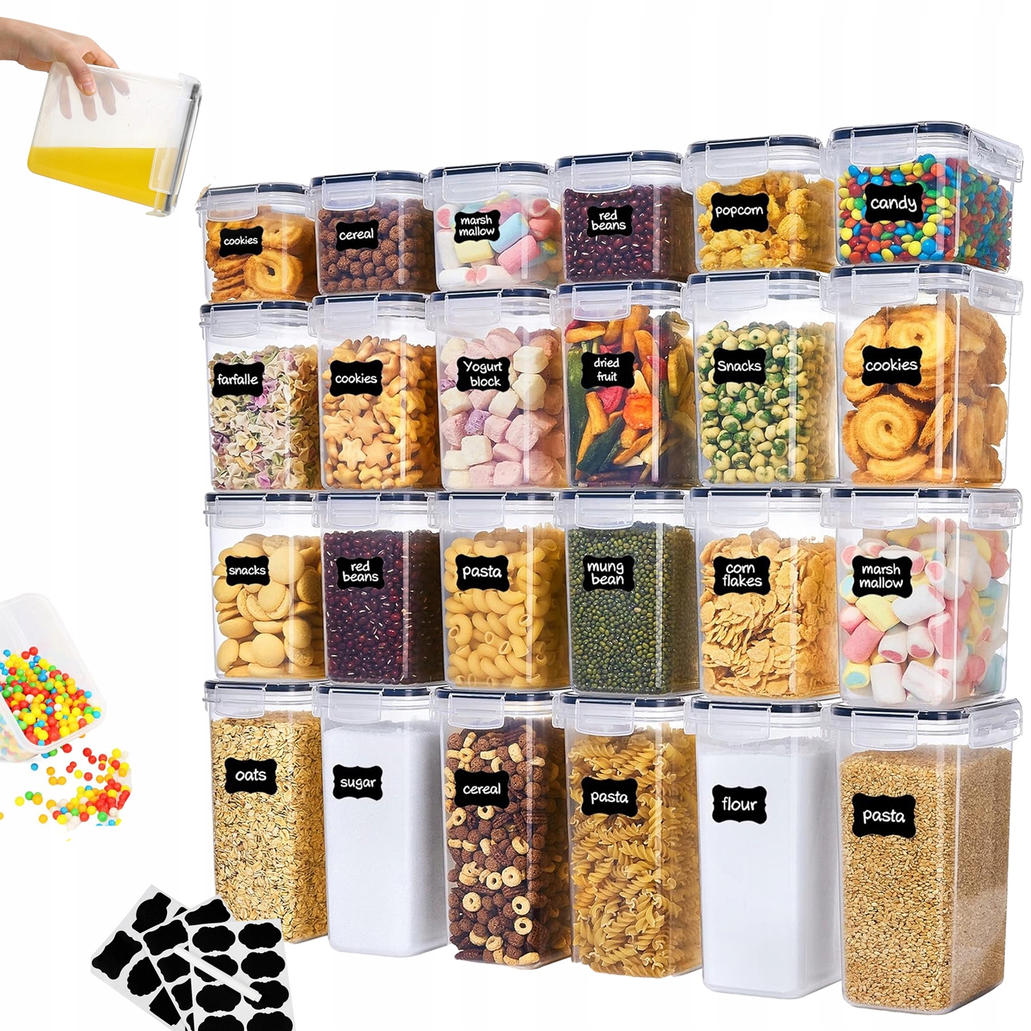 24PCS Plastové Nádoby Na Hermetické Potraviny S Víkem Průhledný