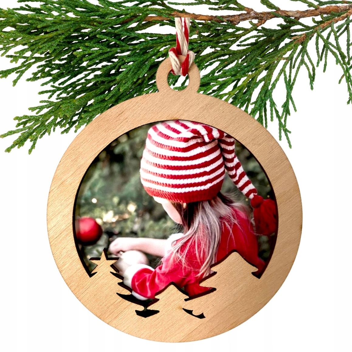 

Duża bombka ze zdjęciem drewniana Święta