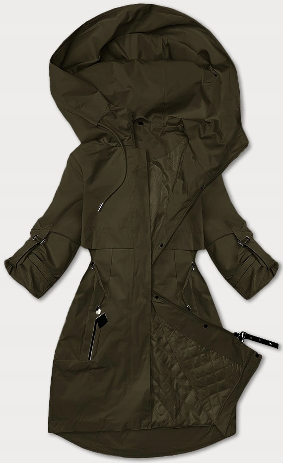 Tenká Bunda Kapuce B8357 Khaki S (36)