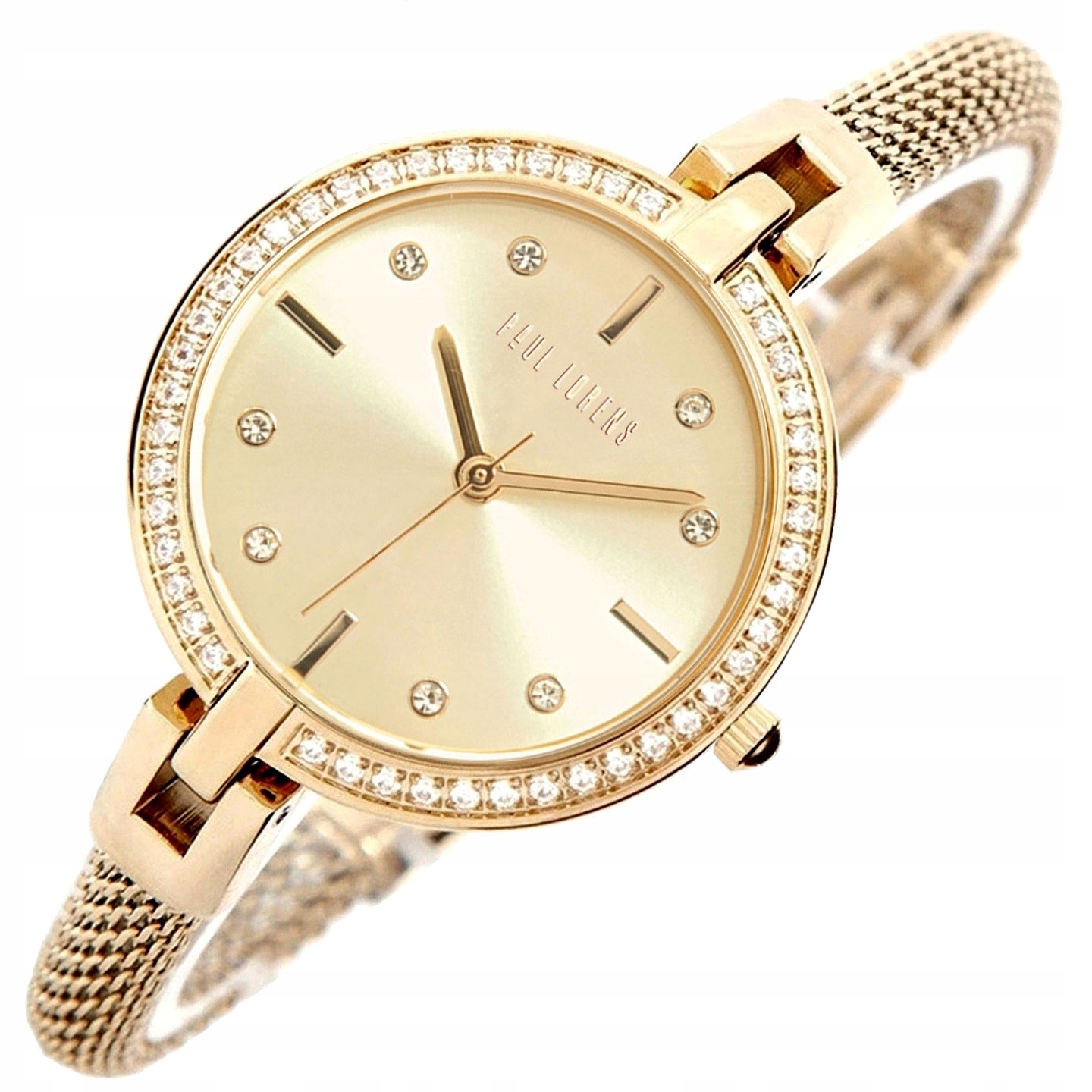 Dámské hodinky Paul Lorens Ambera jemné Ženské zirkony zlaté Gravírování