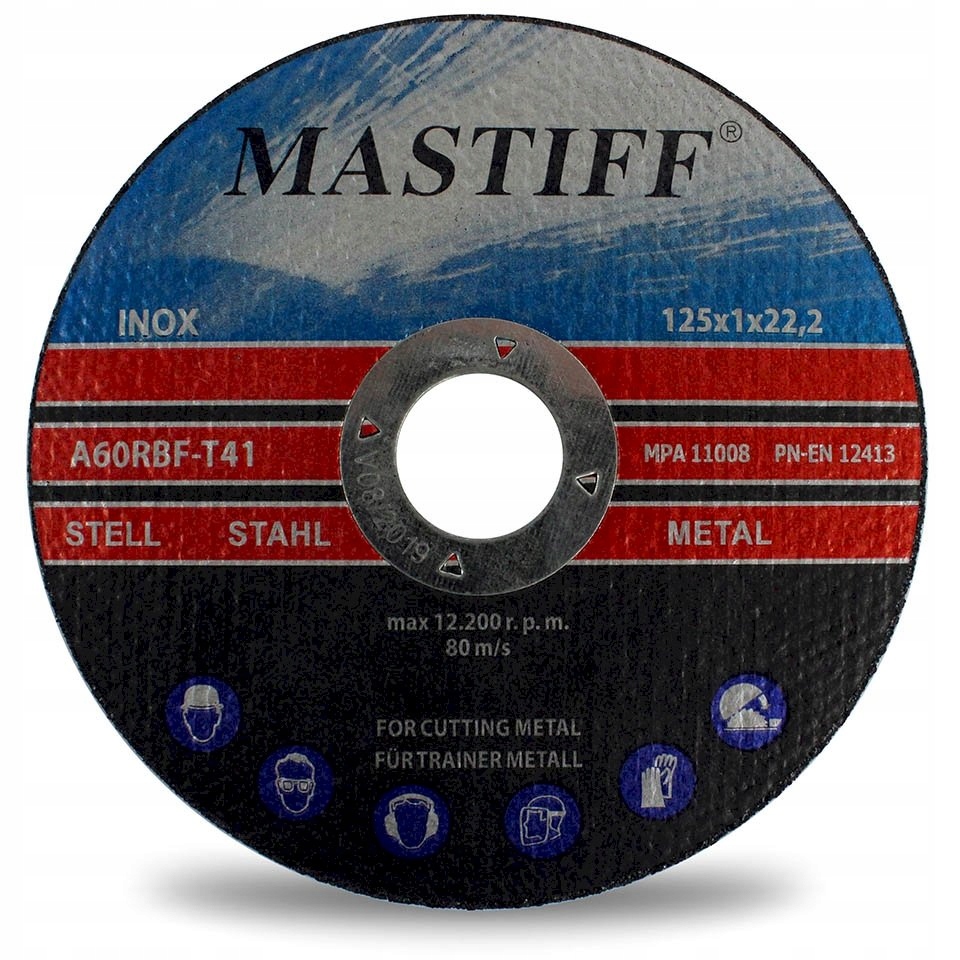 

Tarcza Cięcia Metalu inox 125 x 1,0 Mastiff 100szt