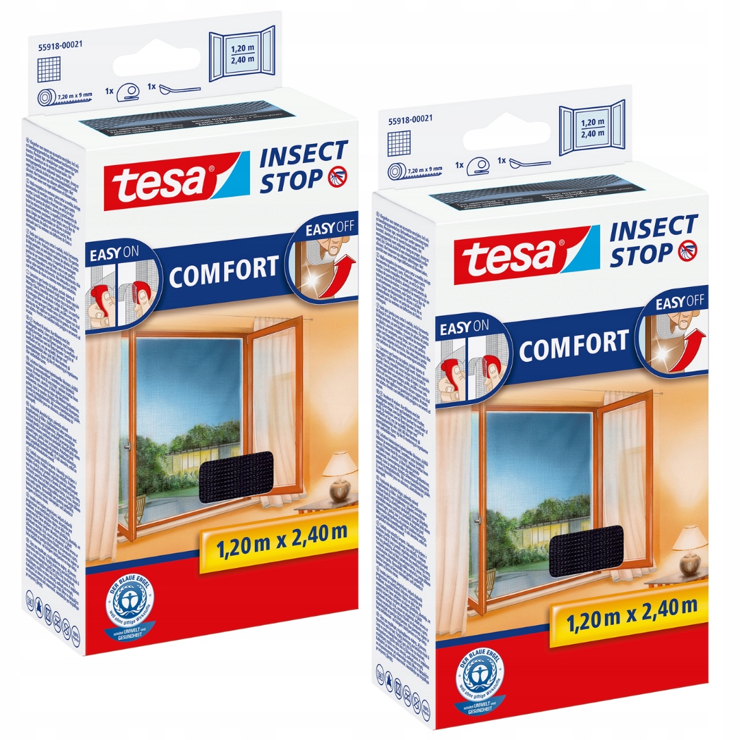 Tesa Moskytiéra okenní síť na suchý zip s vysokým oknem 1,2 x 2,4 m x2
