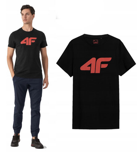 

Koszulka Męska T-shirt 4F Czarna TSM353 roz. M