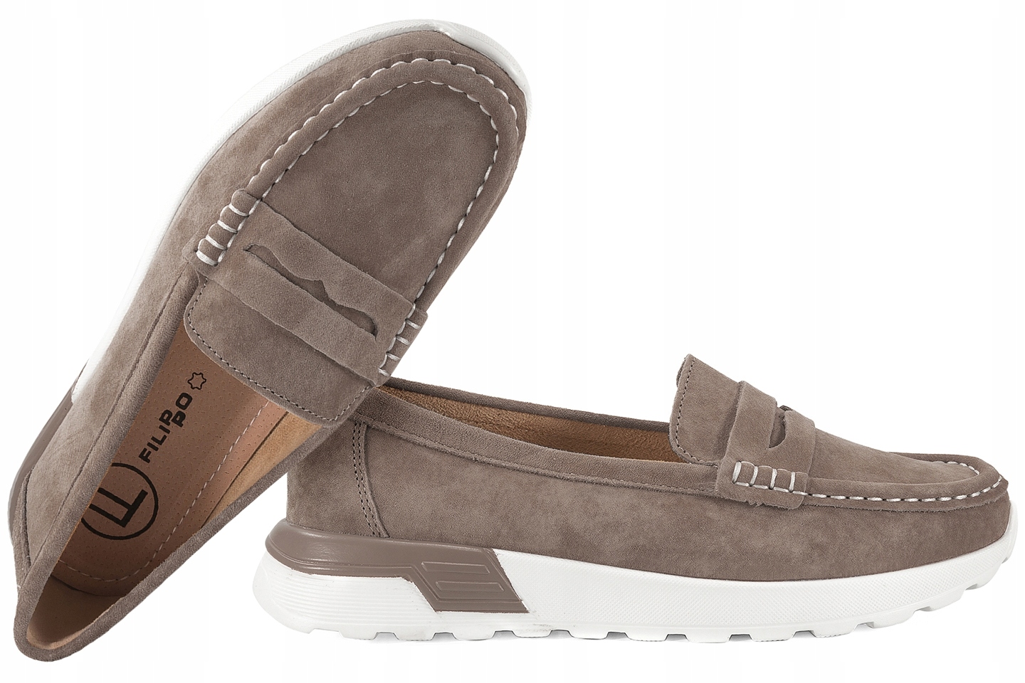 Filippo DP7528 Mokasíny Na Platformě Semišové Polobotky Kůže 38 Taupe