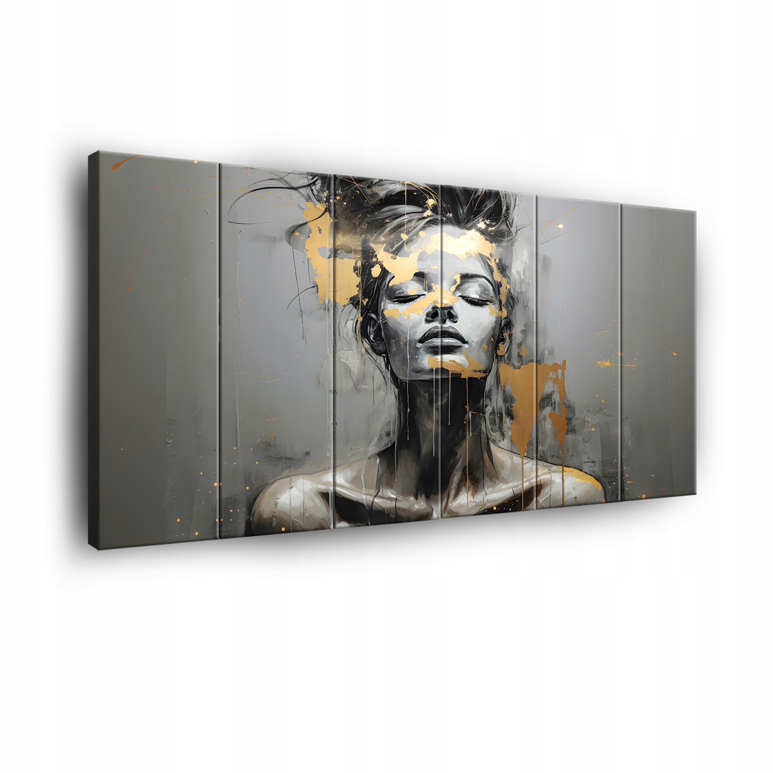 Obraz Žena Šedá Zlatá Na Plátne Stena 6 Častí Spálňa 180x100