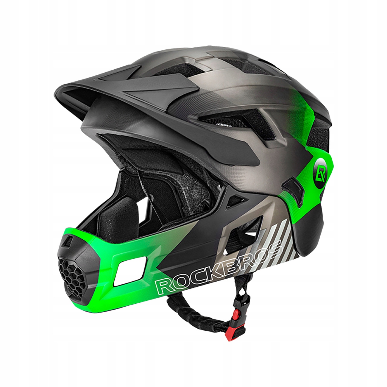 Dětská cyklistická přilba s odnímatelnou čelistí velikost S 48-54 cm zelená