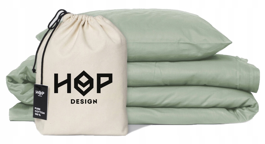 Posteľná Bielizeň bavlna čistá hrubá 140x200 1x50x60 šalviová zelená Hop Design