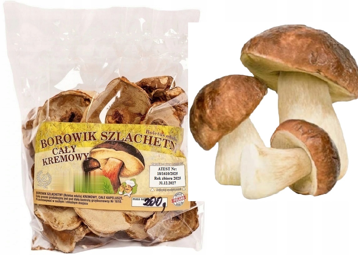 Borowik Kremowy Kapelusze 200g Nowy Zbiór 2025 Polski Atest grzyby suszone