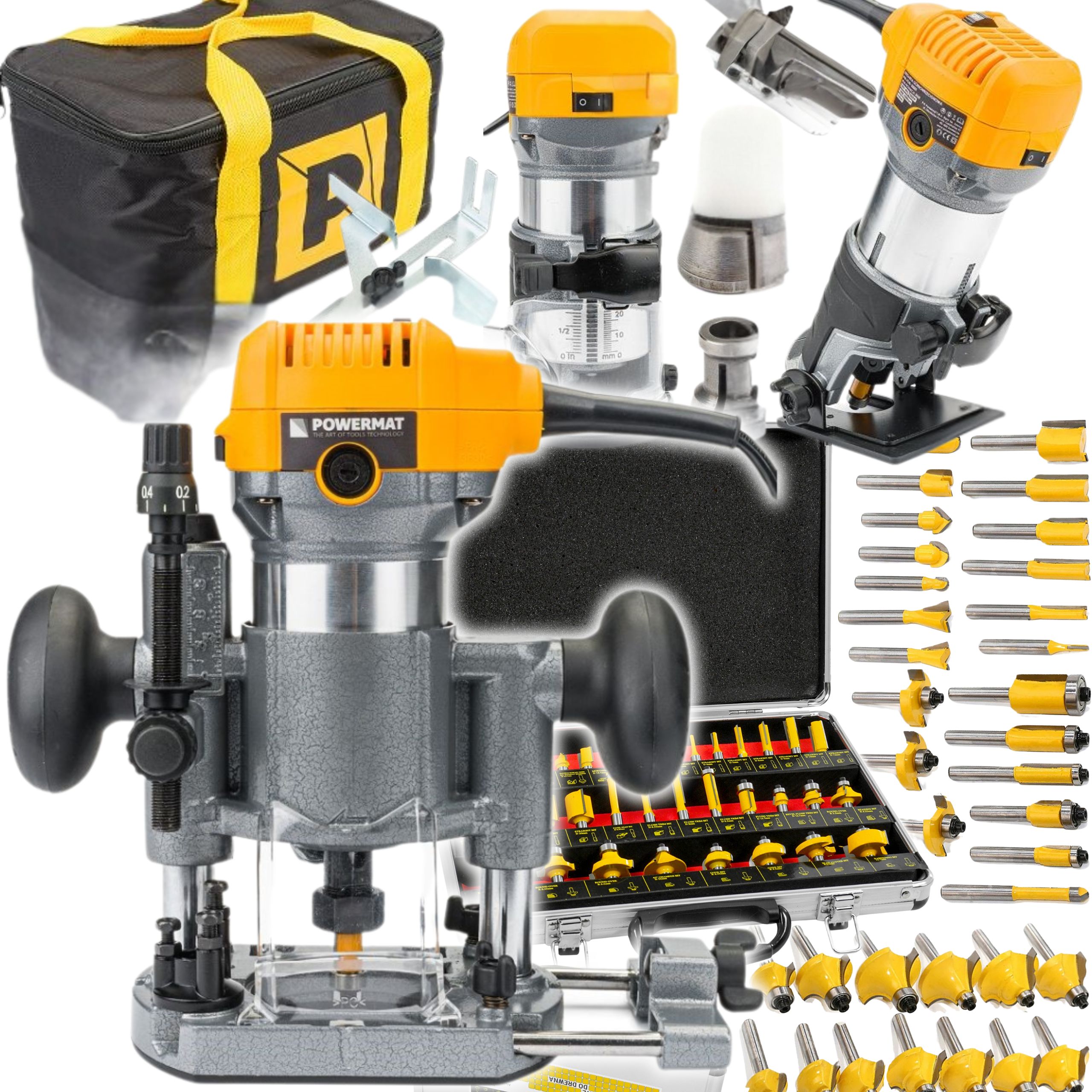 Sada Horní Frézka 6/8 mm 2000 W Sada Fréz 35 Ks.