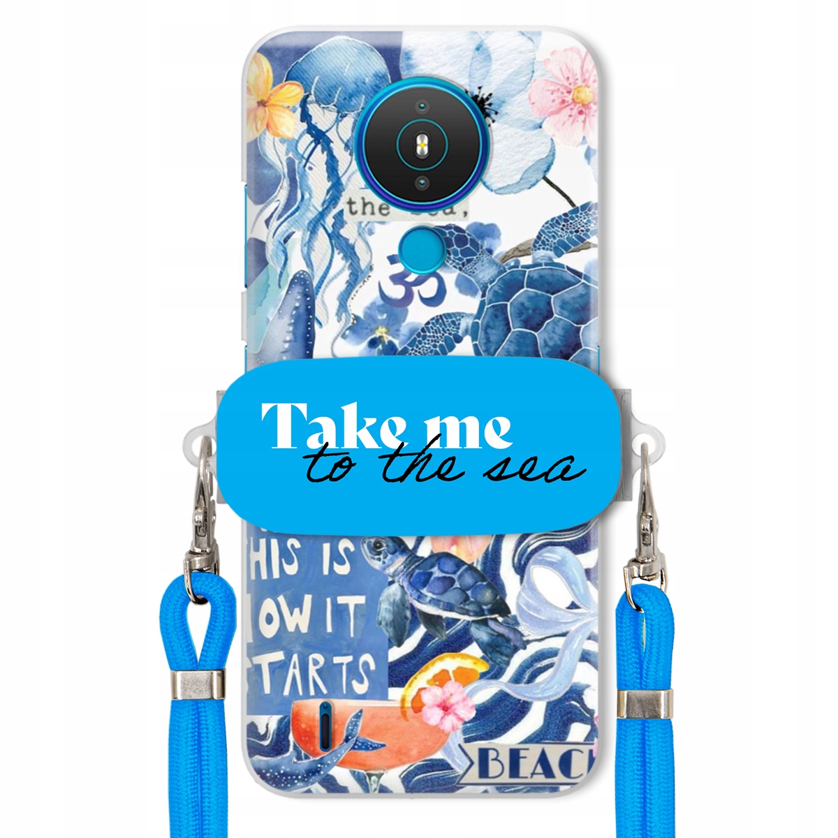 Puzdro pre Nokia 1.4 Modré Crossbody vodítko držiak Take Me To The Sea Top