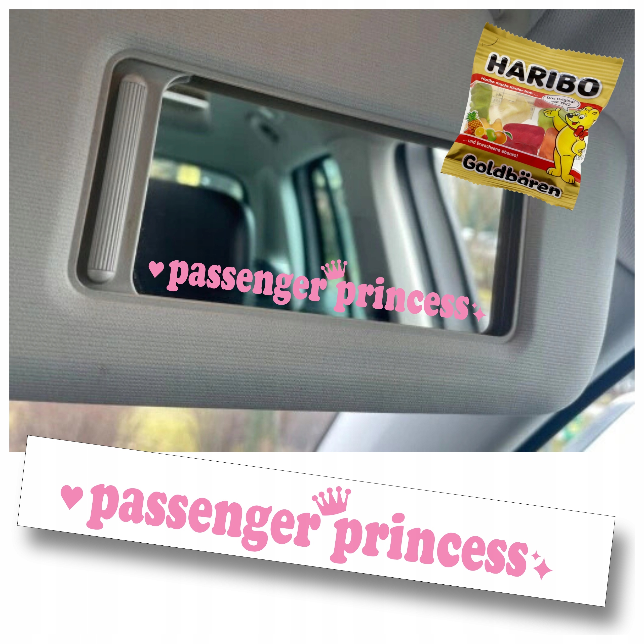 Naklejka Passenger Princess na samochód szybę Lusterko Słoneczko Auto 10 cm