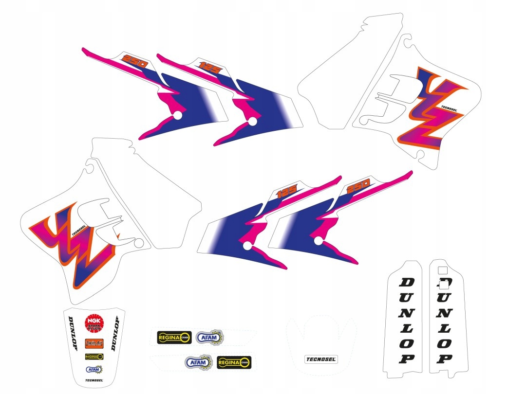 Tecnosel (blackbird) Komplet Nálepiek (oklein) Yamaha Yz 125/250 '93-'95, R