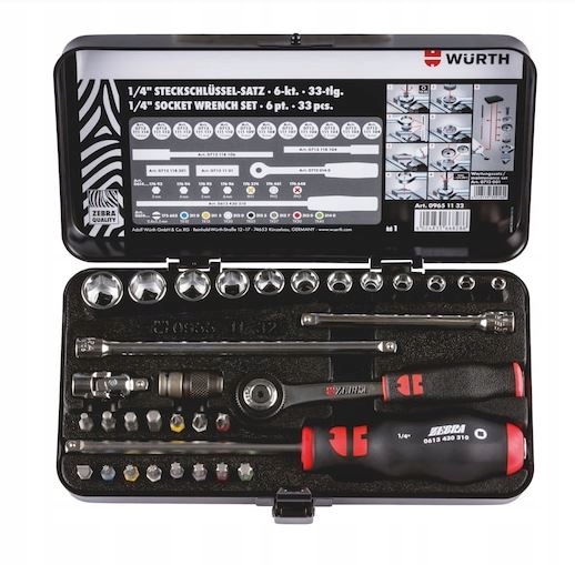 Würth sada náradia, nástrčných kľúčov 1/4" 6hran, 33kusov (gola)