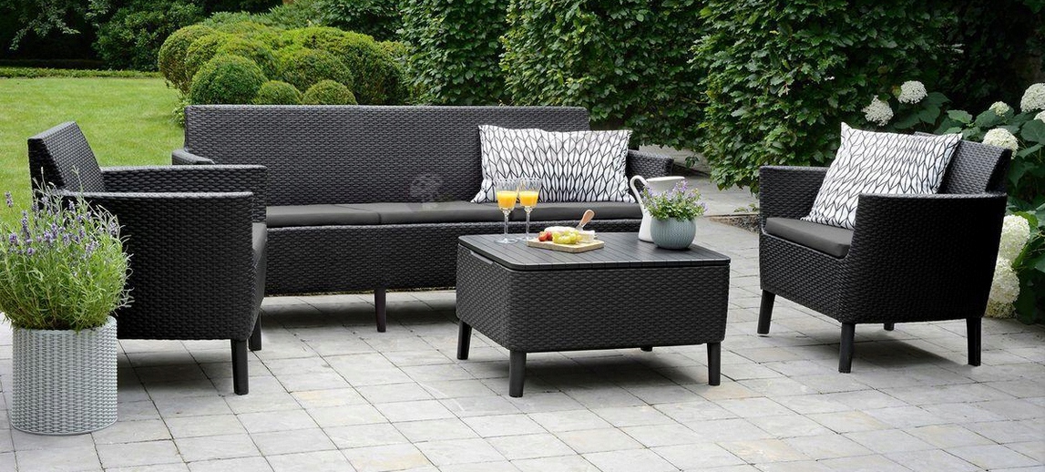 STOLIK OGRODOWY ZE SCHOWKIEM SALEMO GRAFITOWY KETER Głębokość mebla 56 cm