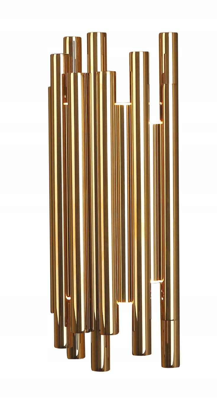 Złoty kinkiet z rurkami 8x1W Led Organic do sypialni Maxlight