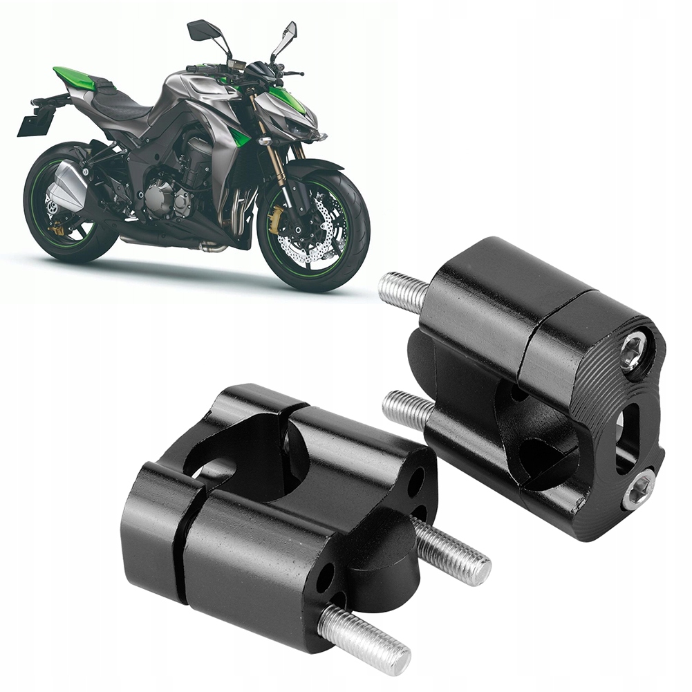 Adaptery Podwyższenie Kierownicy Motocyklowej Risery 22mm 28mm Czarne