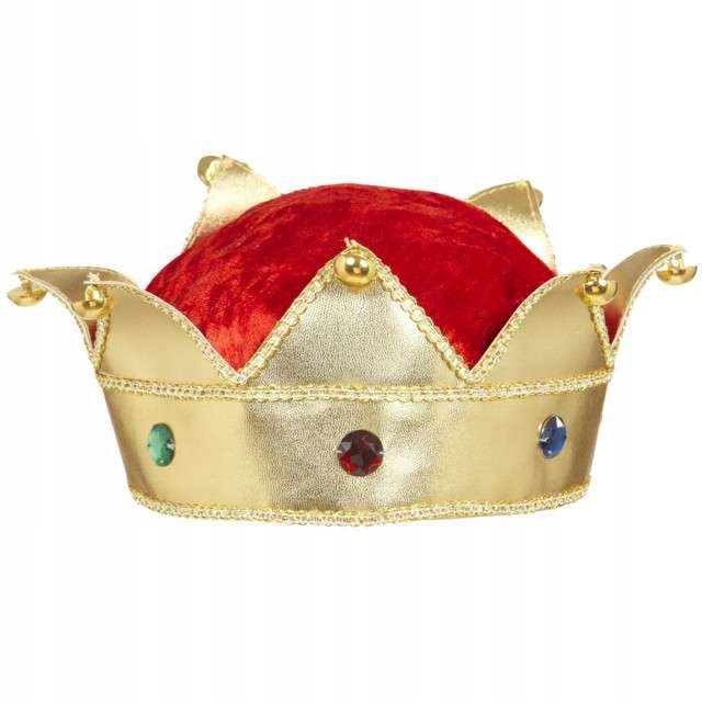 czapka KORONA króla KRÓLOWEJ złota król DELUXE