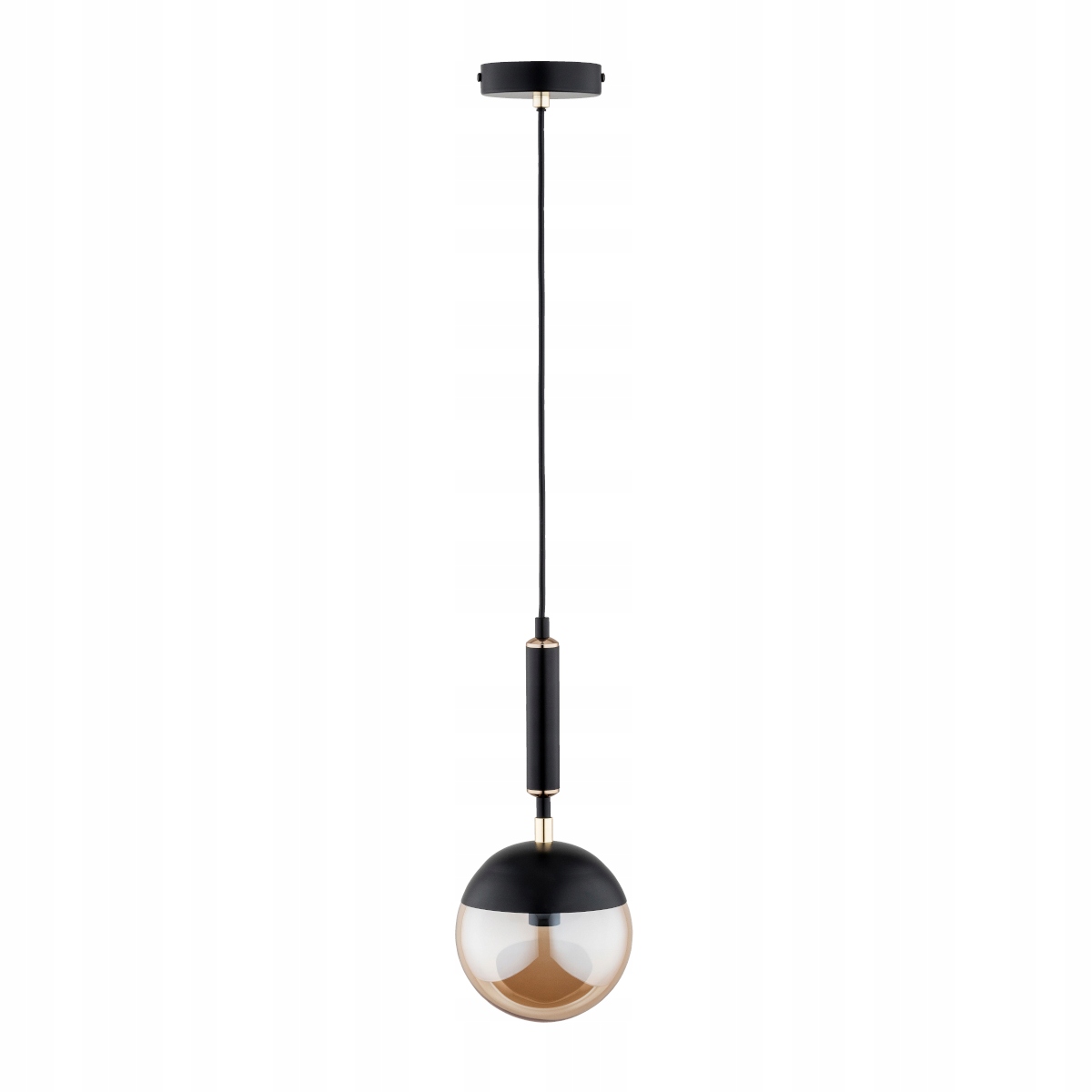 Moderní závěsná lampa černo-zlatá skleněná koule 1xE14 10W Alfa