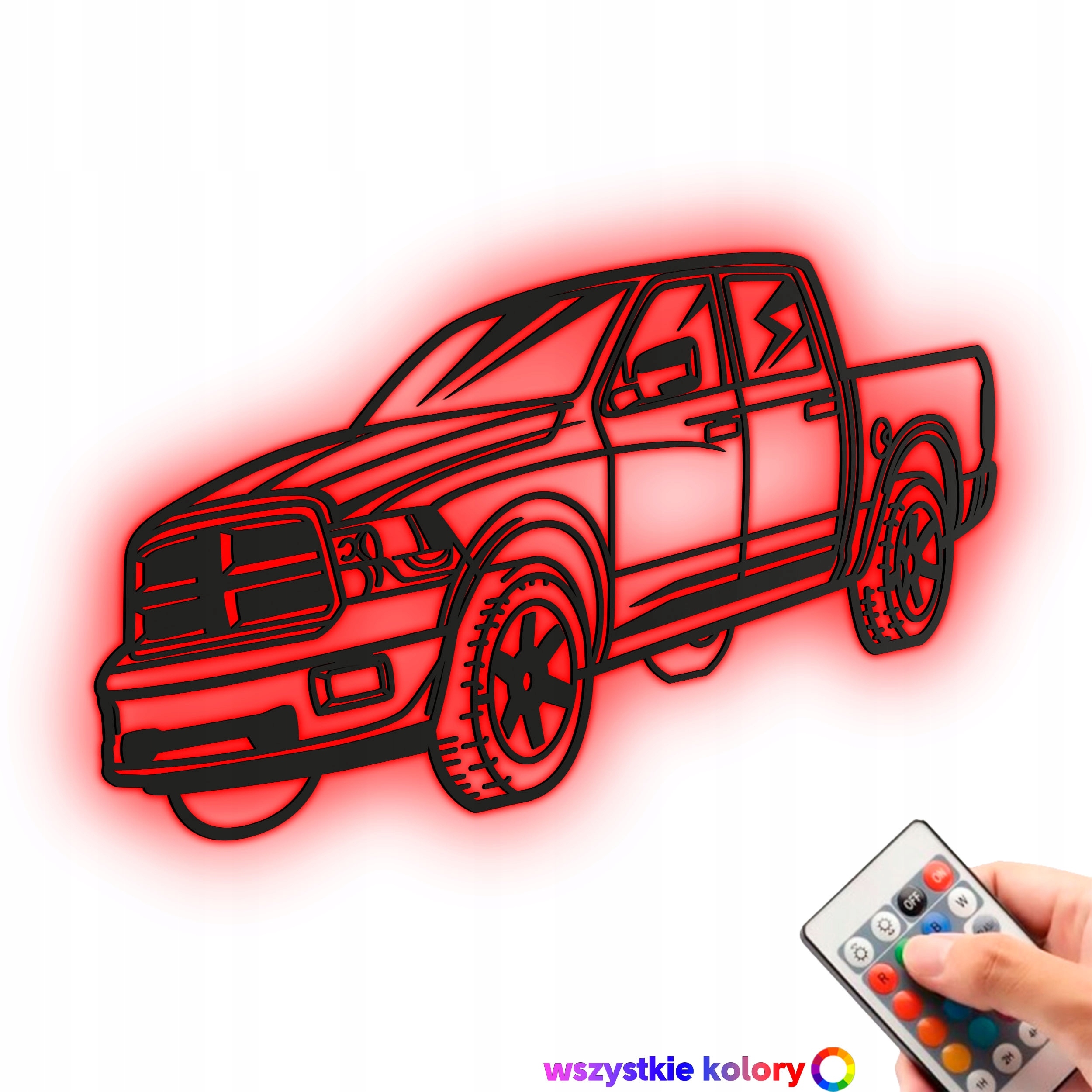 Dřevěný obraz Pickup Truck Nástěnná Dekorace Dárek Noční Lampa Led XL