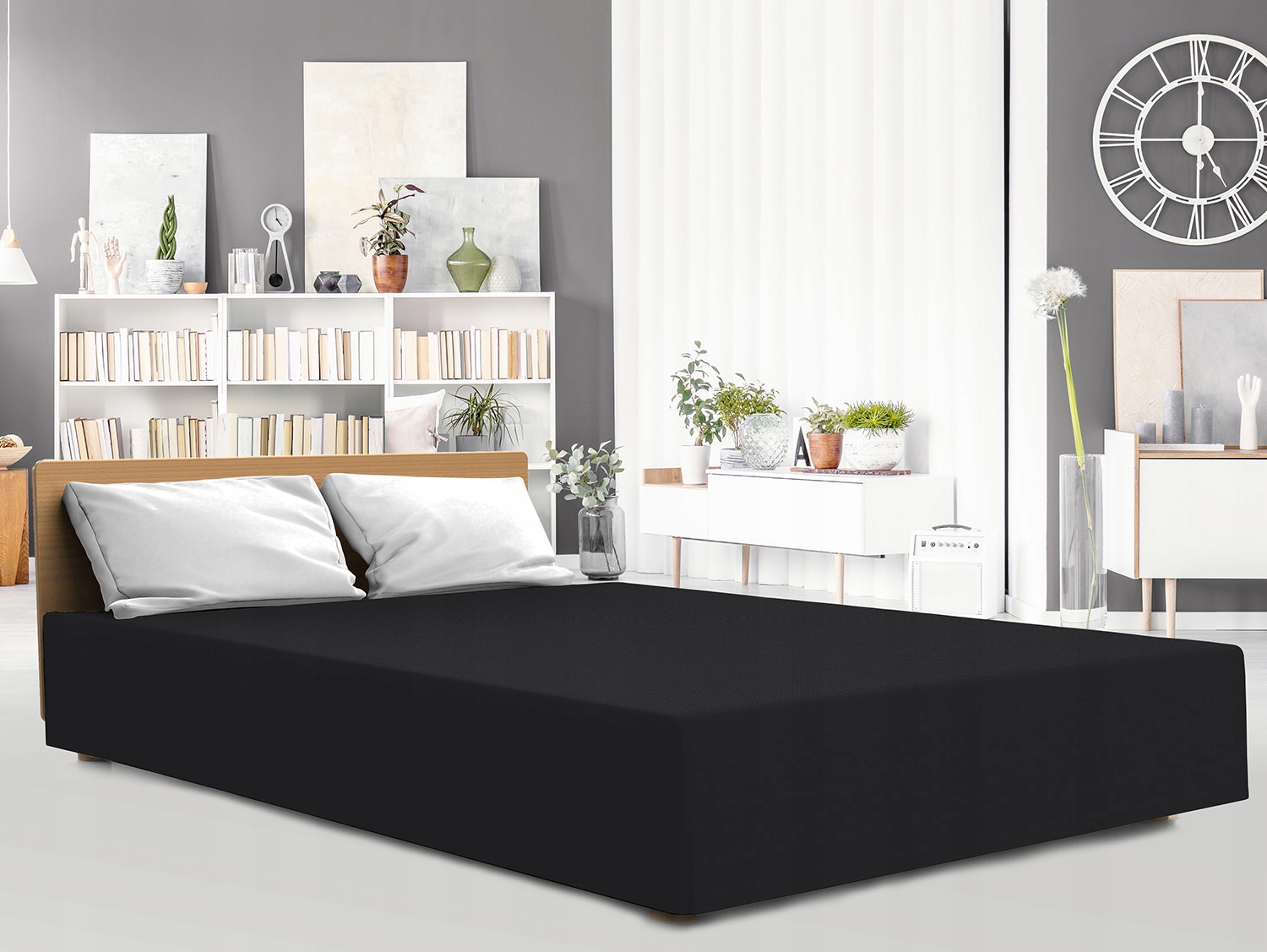 Prostěradlo jersey elastan 160x200 s gumou, černé, na vysokou matrace