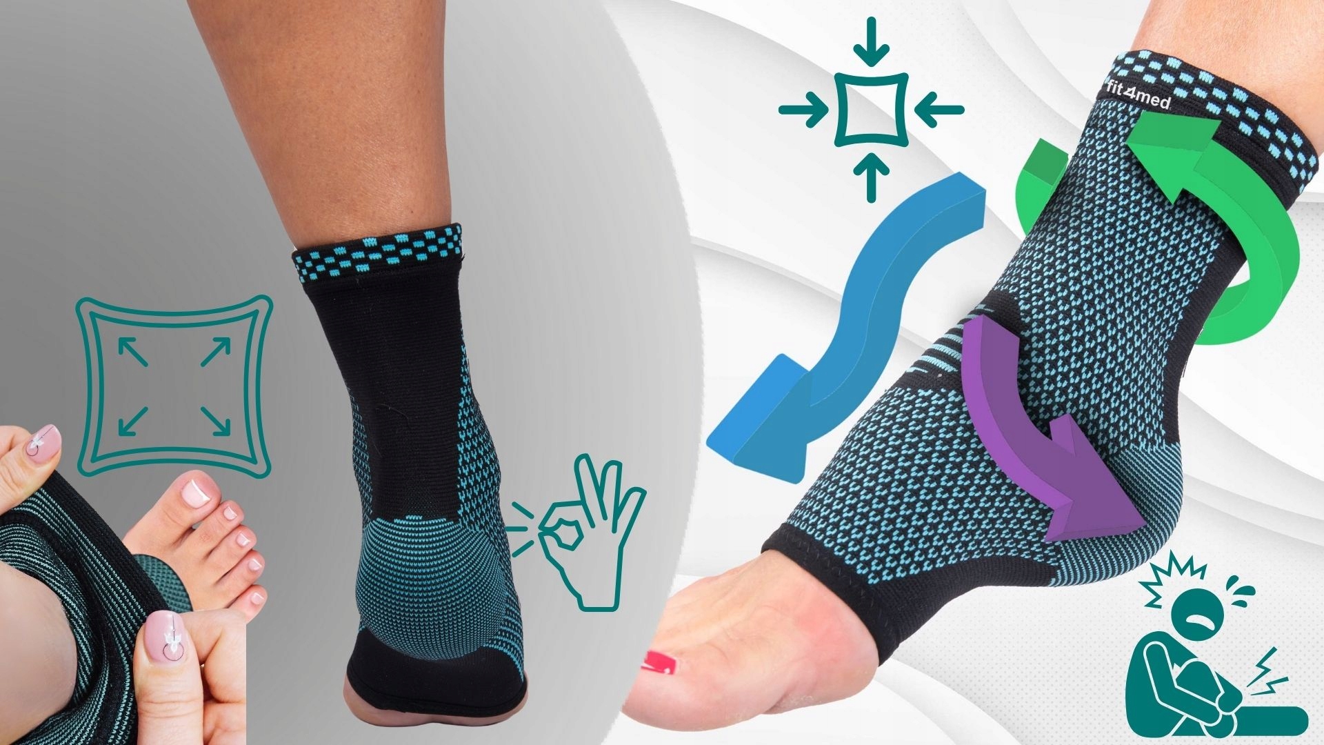 ŚCIĄGACZ ORTEZA STABILIZATOR STOPA KOSTKA 2szt XL OPASKI KOMPRESYJNE UNISEX Rodzaj ściągacz na kostkę