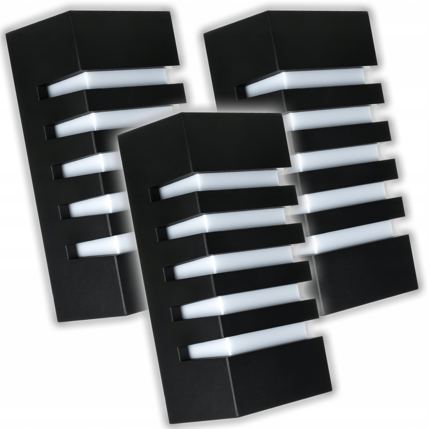 3x Černá Nástěnná Zahradní Fasádní Lampa IP55 Voděodolná Matná