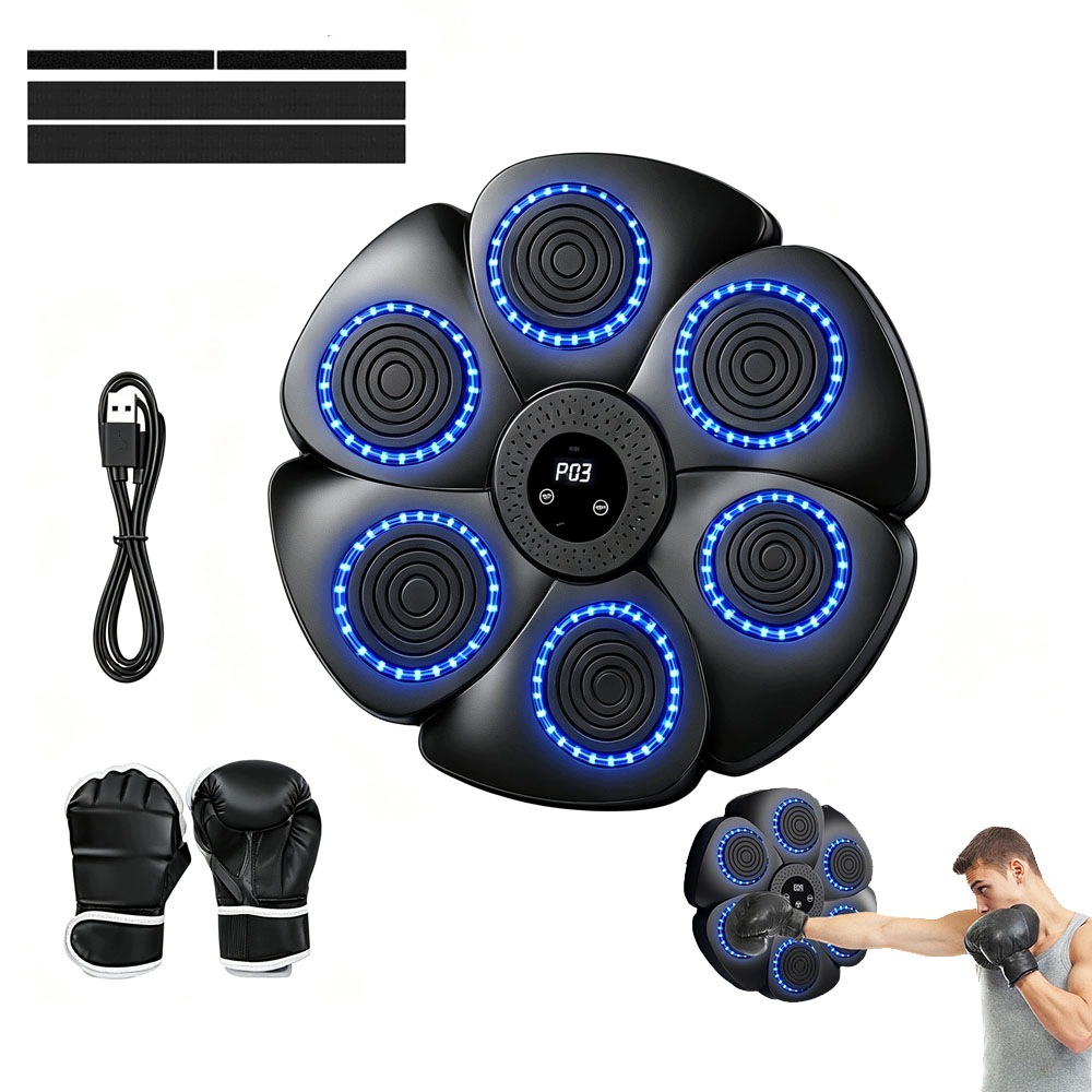 Hudební Bluetooth boxovací štít s rukavicemi Trénink na stěnu Dospělí.