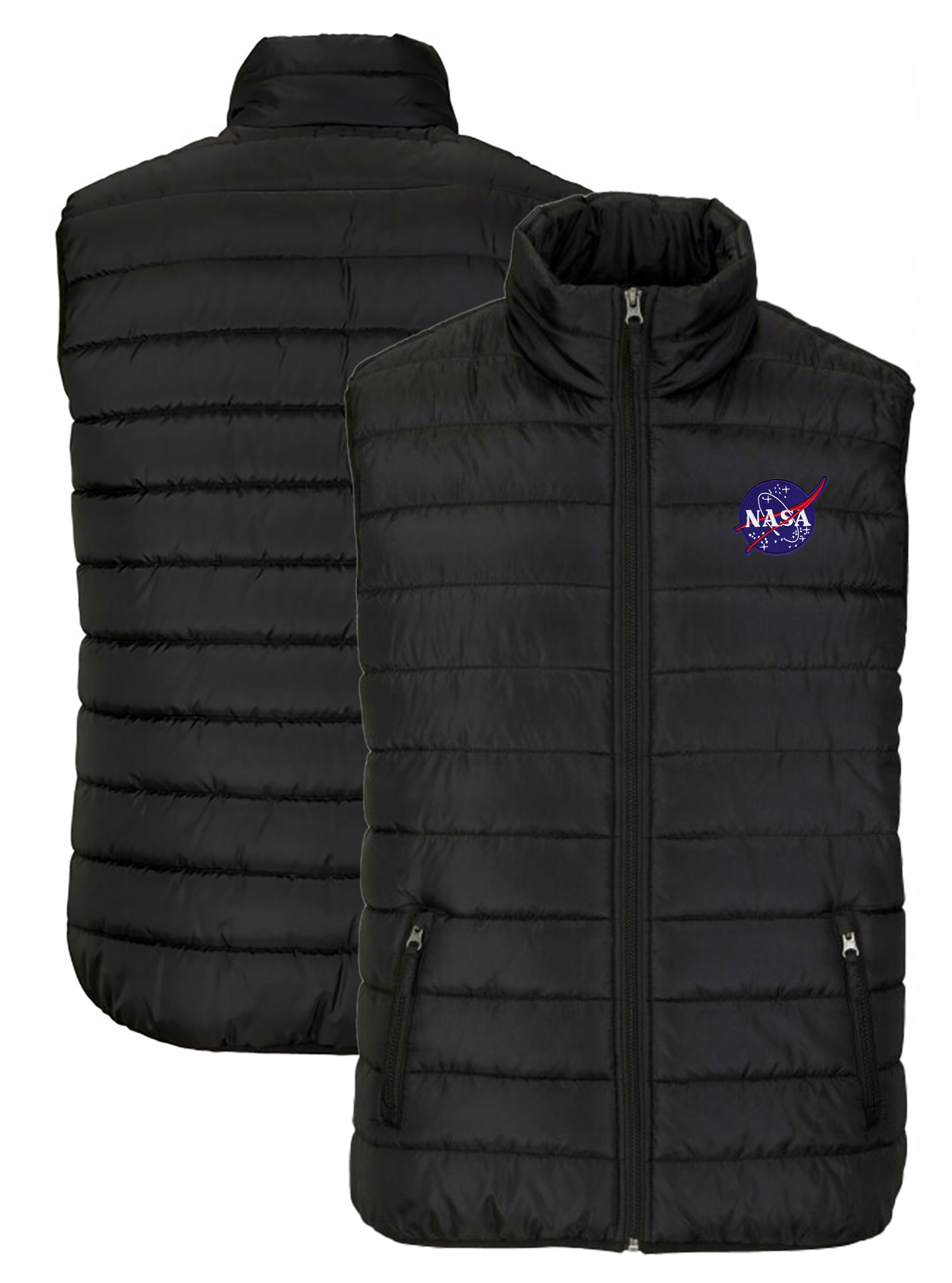 10XL Big Men Velká černá prošívaná vesta Nasa