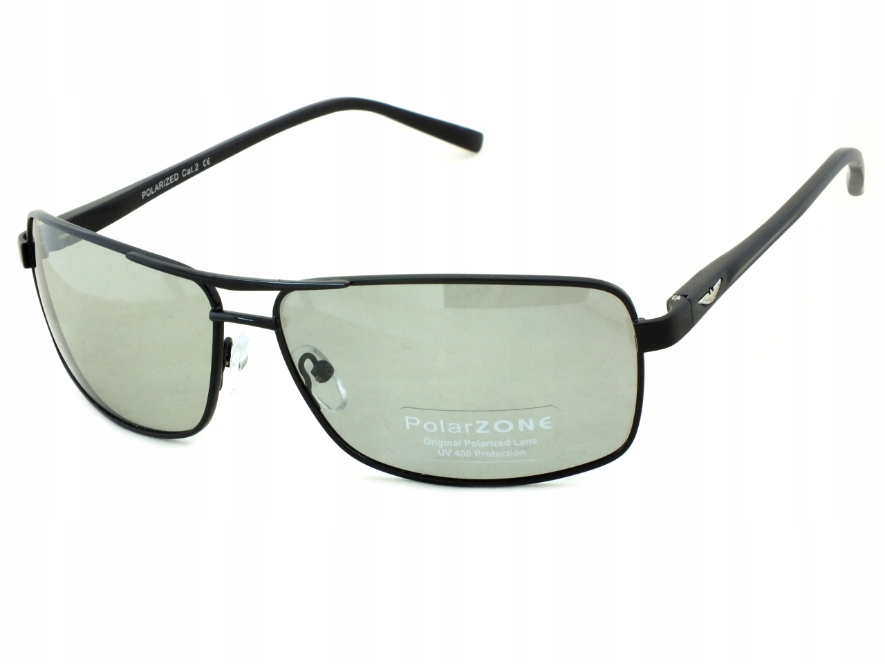 Fotochrom okulary przeciwsłoneczne PolarZONE metalowe pilotki Męskie czarne